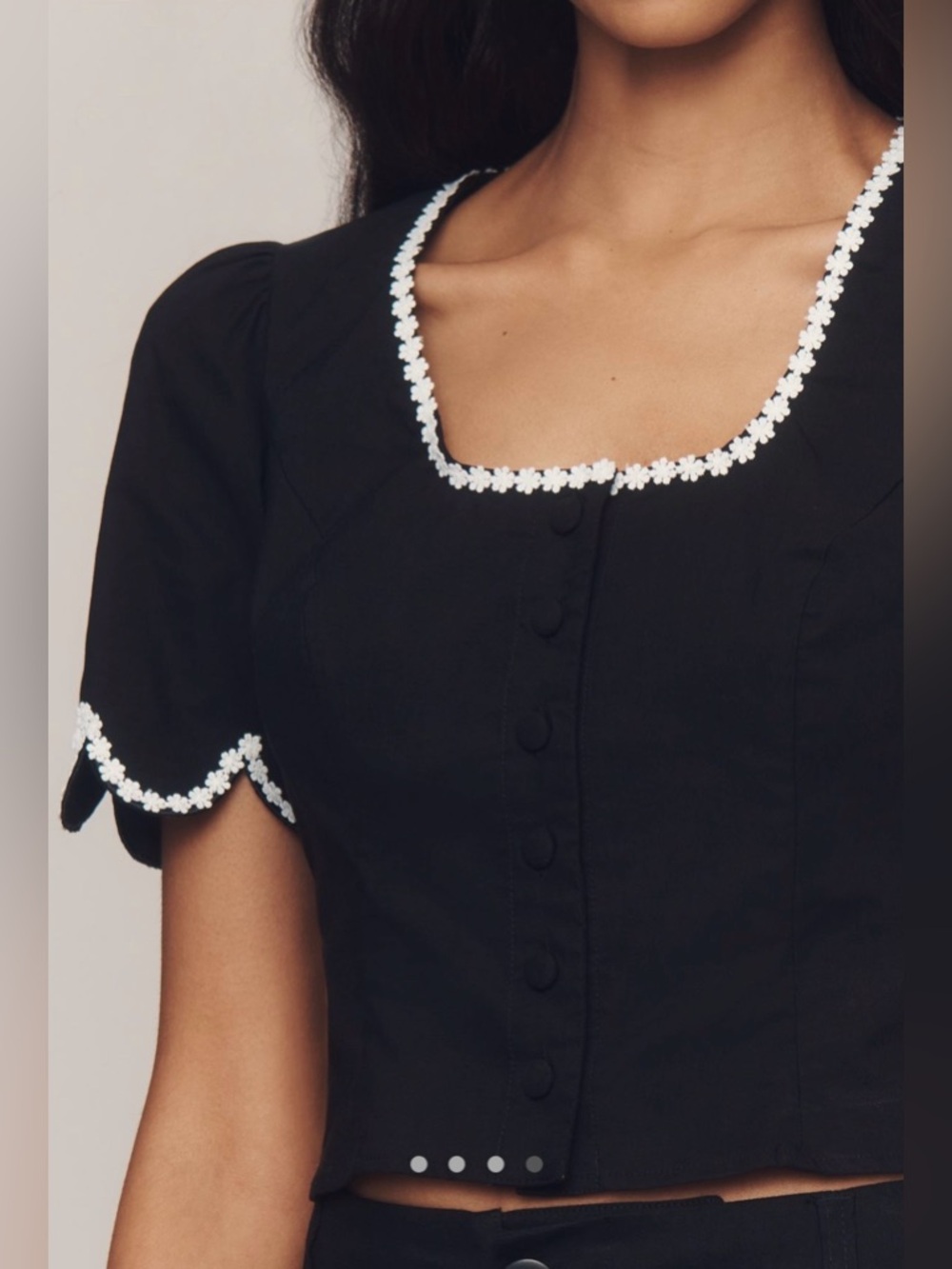 Anthropologie Maeve Scoop-Neck Lace Trim Blouse, Size Small, NWT!! - Picture 4 of 9